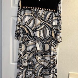 Elegant Black and Cream Patterned Dress